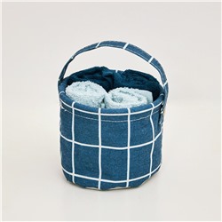 Комплект махровых полотенец &quot;Fine Line&quot; 30х30 (4 шт.) 2 синих+ 2 голубых, в подарочной корзине