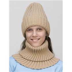 Комплект зимний для девочки шапка+снуд Кэмерон (Цвет латте), размер 56-58, шерсть 30%