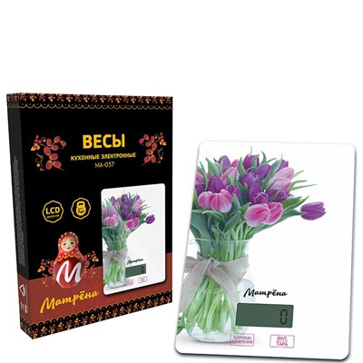 Весы кухонные электронные  7кг тюльпаны Матрена МА-037 (007833)