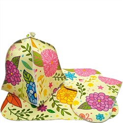 Набор для бани 3пр (шапка, коврик, рукавичка) Всегда весна женский ТМ Бацькина баня 13312 1/10