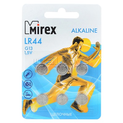 Батарея литиевая Mirex LR44  1,5V, 6 шт. ecopack