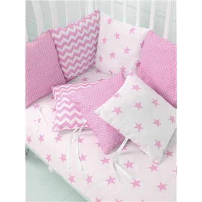 Набор бортиков для новорожденного (одеяло+12 подушек) / Розовый