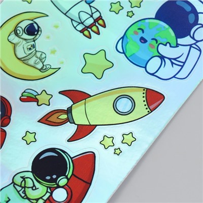 Голографические наклейки (стикеры) "Космонавт" 10х15 см, 5-207