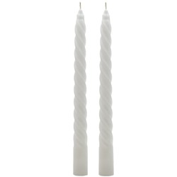 Свечи столовые витые (2шт) белые (105741)