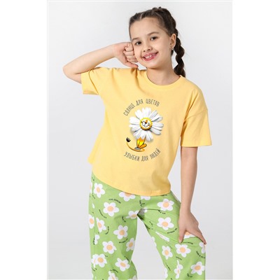 Детская пижама для девочки Ромашка-1 / Желтая