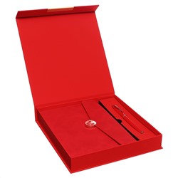 Органайзер на кольцах а6+, 80 листов, кожзам, c клапаном, линия, с ручкой, в подарочной коробке, красный Calligrata