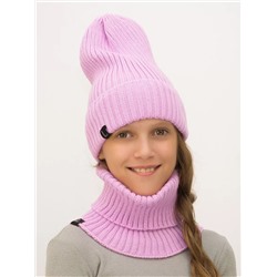 Комплект весна-осень для девочки шапка+снуд Ники (Цвет розовый), размер 52-56
