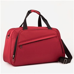 Сумка дорожная на молнии, 2 наружных кармана, держатель для чемодана, длинный ремень, цвет бордовый No brand