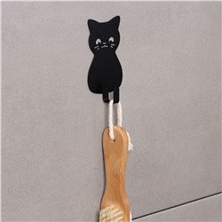 Крючок настенный самоклеящийся кот, 10×5,5×2 см, цвет черный No brand