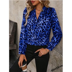 Блузка Size Plus пятнистая синяя 02.24 M29
