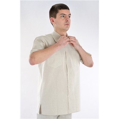Рубашка льняная мужская классическая с коротким рукавом