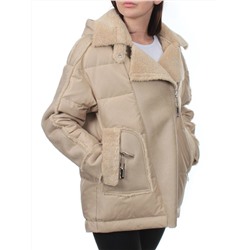 902 BEIGE Куртка зимняя облегченная женская (холлоффайбер 150 гр., искусственная дубленка)