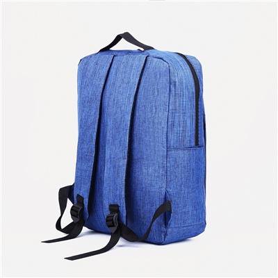 Рюкзак мужской на молнии, 2 наружных кармана, с usb, цвет синий No brand