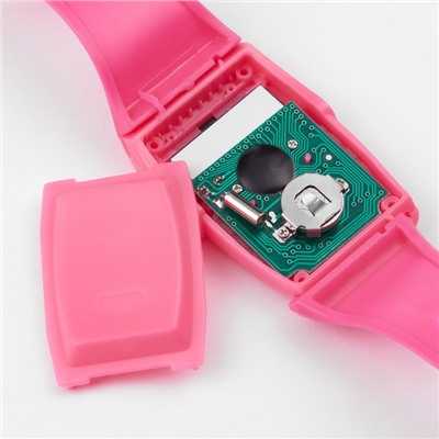 Часы наручные электронные детские, с калькулятором, ремешок силикон, l-21 см, розовые