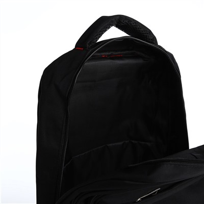 Рюкзак молодежный из текстиля, 2 отдела на молнии, 3 кармана, цвет черный/оранжевый No brand