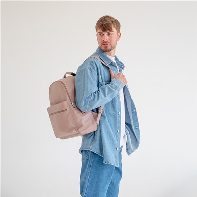 Рюкзак городской textura из экокожи на молнии, наружный карман, цвет бежевый TEXTURA
