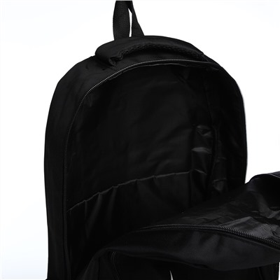 Рюкзак молодежный из текстиля на молнии, 4 кармана, цвет черный/зеленый No brand