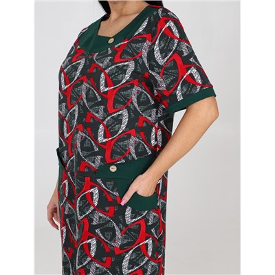 Женское платье "Ретро" ПлК-757 / Красный лепесток на хаки