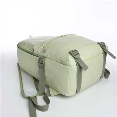 Рюкзак молодежный на молнии, 3 кармана, цвет зеленый No brand
