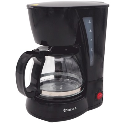 Кофеварка эл. 650Вт емкость 600мл (4-6 чашек) черная SA-6107BK SAKURA
