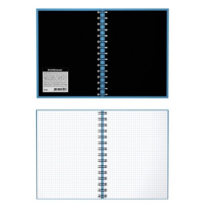 Тетрадь А5, 120 листов в клетку на гребне ErichKrause "Accent", обложка мелованный картон, глянцевая ламинация, тиснение лён, блок офсет, белизна 100%, МИКС