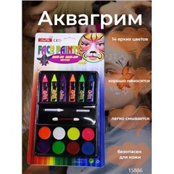 Аквагрим карандаши Face Painting 14 цветов с аппликатором*Новая цена 01.24