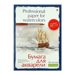 Бумага для акварели А5, 20 листов "Профессиональня серия", блок 200 г/м2, МИКС