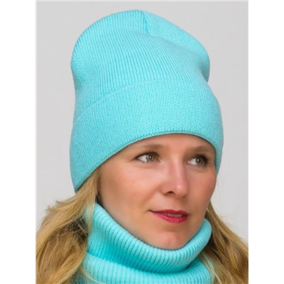 Комплект зимний женский шапка+снуд Милана (Цвет мятный), размер 52-54