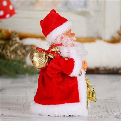 Дед Мороз "Кучерявая шубка" двигается, с подсветкой, 16,5 см