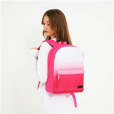 Рюкзак школьный текстильный с белым градиентом, 38х29х11 см, цвет розовый, отдел на молнии NAZAMOK