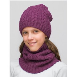 Комплект зимний для девочки шапка+снуд Лиана (Цвет фуксия), размер 54-56