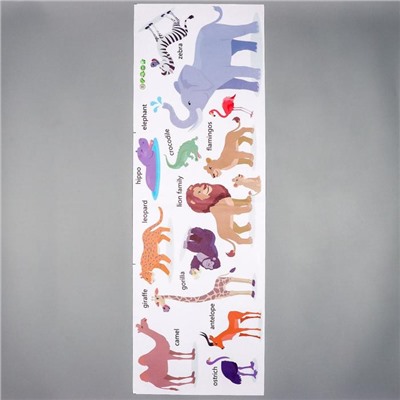 Наклейка пластик интерьерная цветная "Африканские звери" 30х90 см