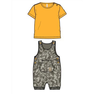 Комплект детский трикотажный для мальчиков: фуфайка (футболка), полукомбинезон