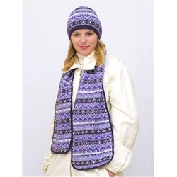 Комплект зимний женский шапка+шарф Морозко (Цвет фиолетовый), размер 54-56, шерсть 50%, мохер 30%