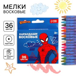 Восковые карандаши, набор 36 цветов, человек-паук MARVEL