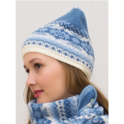 Комплект зимний женский шапка+шарф Анабель (Цвет голубой), размер 56-58, шерсть 50%, мохер 30%