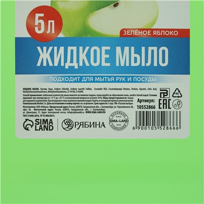 Мыло жидкое кухонное, 5 л (5000 мл), аромат яблока, русская выгода No brand
