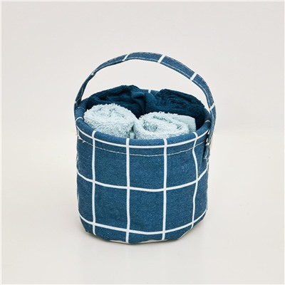 Комплект махровых полотенец &quot;Fine Line&quot; 30х30 (4 шт.) 2 синих+ 2 голубых, в подарочной корзине