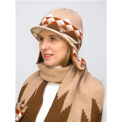 Комплект зимний женский шапка+снуд Алсу (Цвет бежевый), размер 56-58, шерсть 80%