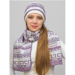 Комплект зимний женский шапка+шарф Альбина (Цвет светло-сиреневый), размер 56-58, шерсть 50%, мохер 30%