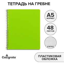 Тетрадь на гребне a5 48 листов в клетку calligrata салатовая, пластиковая обложка, блок офсет Calligrata