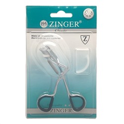 Zinger Зажим для ресниц металлический с резиновыми ручками / Classic EYE-111, серебристый