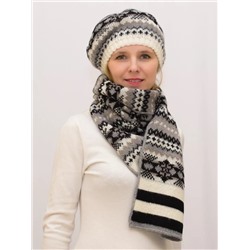 Комплект зимний женский берет+шарф Мариз (Цвет черный), размер 52-54, шерсть 50%, мохер 30%