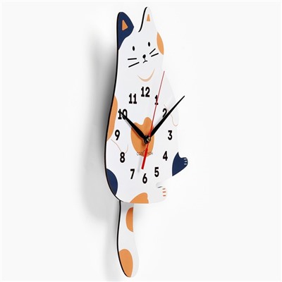 Часы настенные детские "Котенок", дискретный ход, с маятником, 42 х 21 см