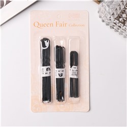 Шпильки для волос (набор 30 шт) 6 см, 7 см, 8 см, черный Queen fair