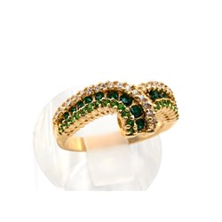 Кольцо с позолотой "Каприз" циркон зелёный, размер 18