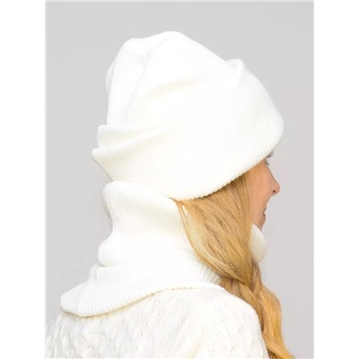 Комплект зимний женский шапка+снуд Татьяна (Цвет молочный), размер 56-58