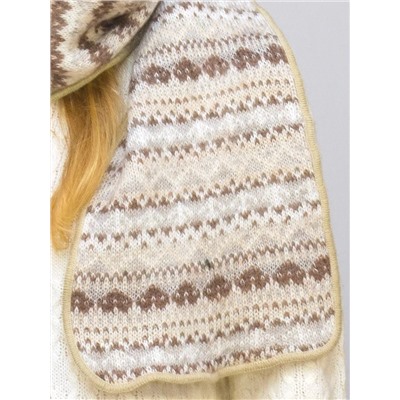 Комплект зимний женский повязка+шарф Узоры (Цвет бежевый), размер 56-58, шерсть 70%