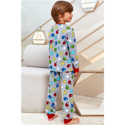 Пижама д/мал детская (фуфайка дл/рук, брюки) Juno AW21BJ631 Sleepwear Boys серый меланж амонг