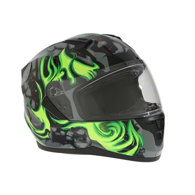 Шлем интеграл с двумя визорами, размер L (59-60), модель BLD-M67E, черно-зеленый